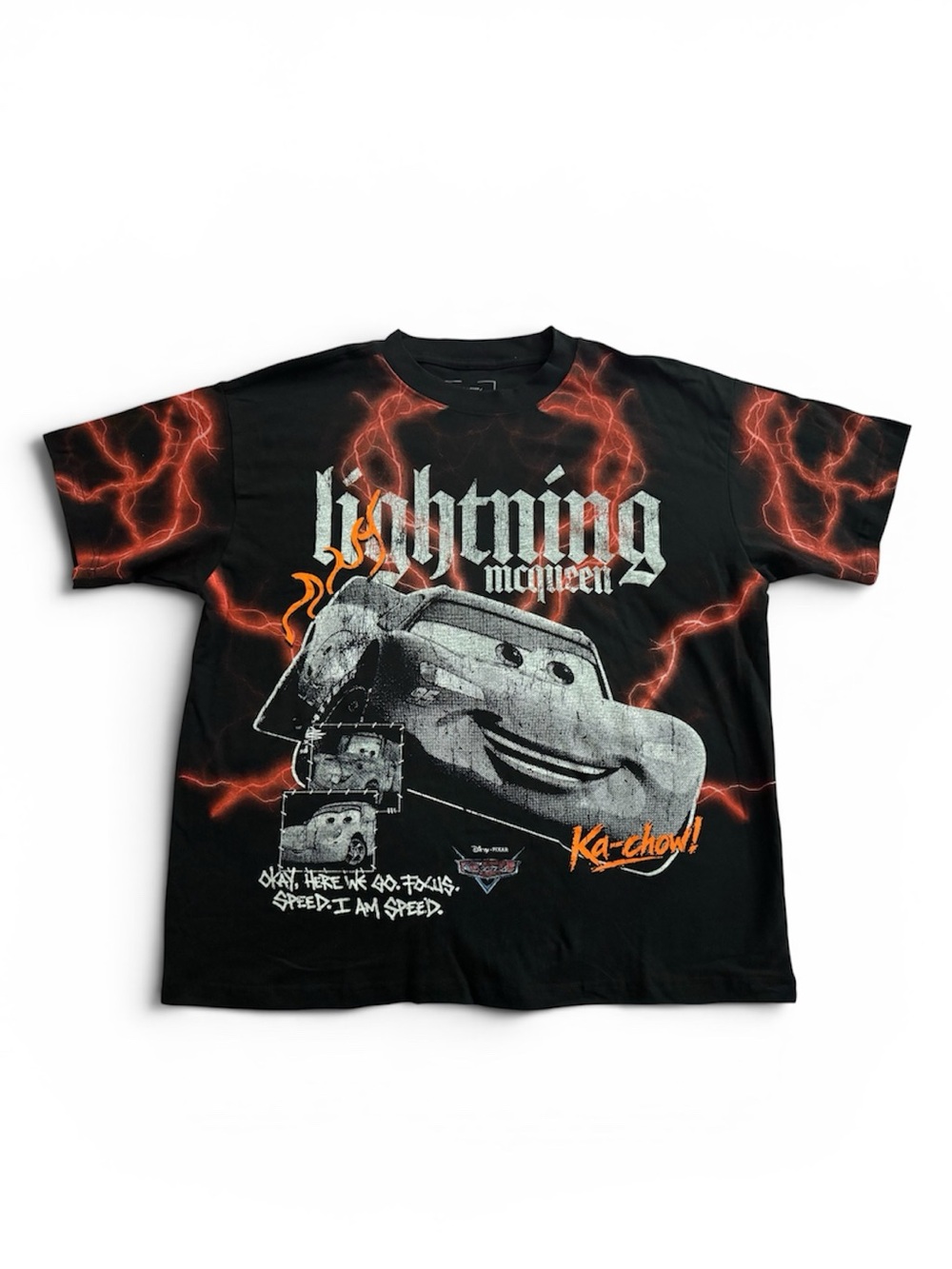 Disney Pixar Lightning McQueen CARS Black T Shirt Size Large Disney Clothing